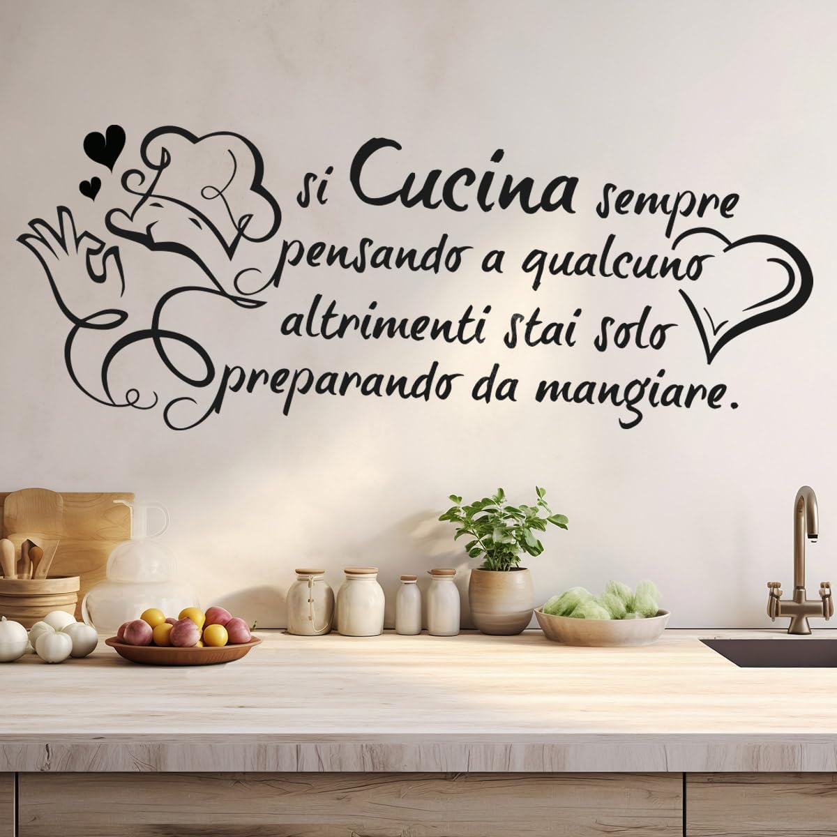 Commercial Kitchen Wall - Adesivo Murale con Citazione su Cucina