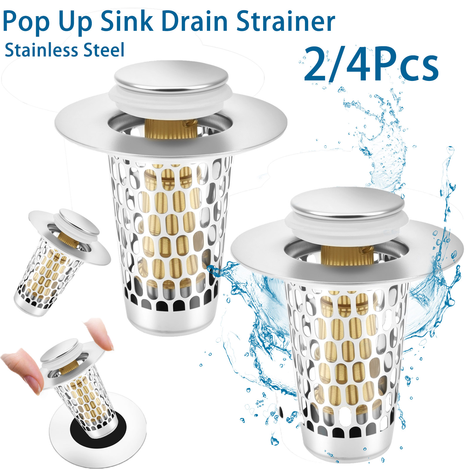 Commercial Kitchen Sink - 2/4Pc Pop Up Lavello Scarico Filtro