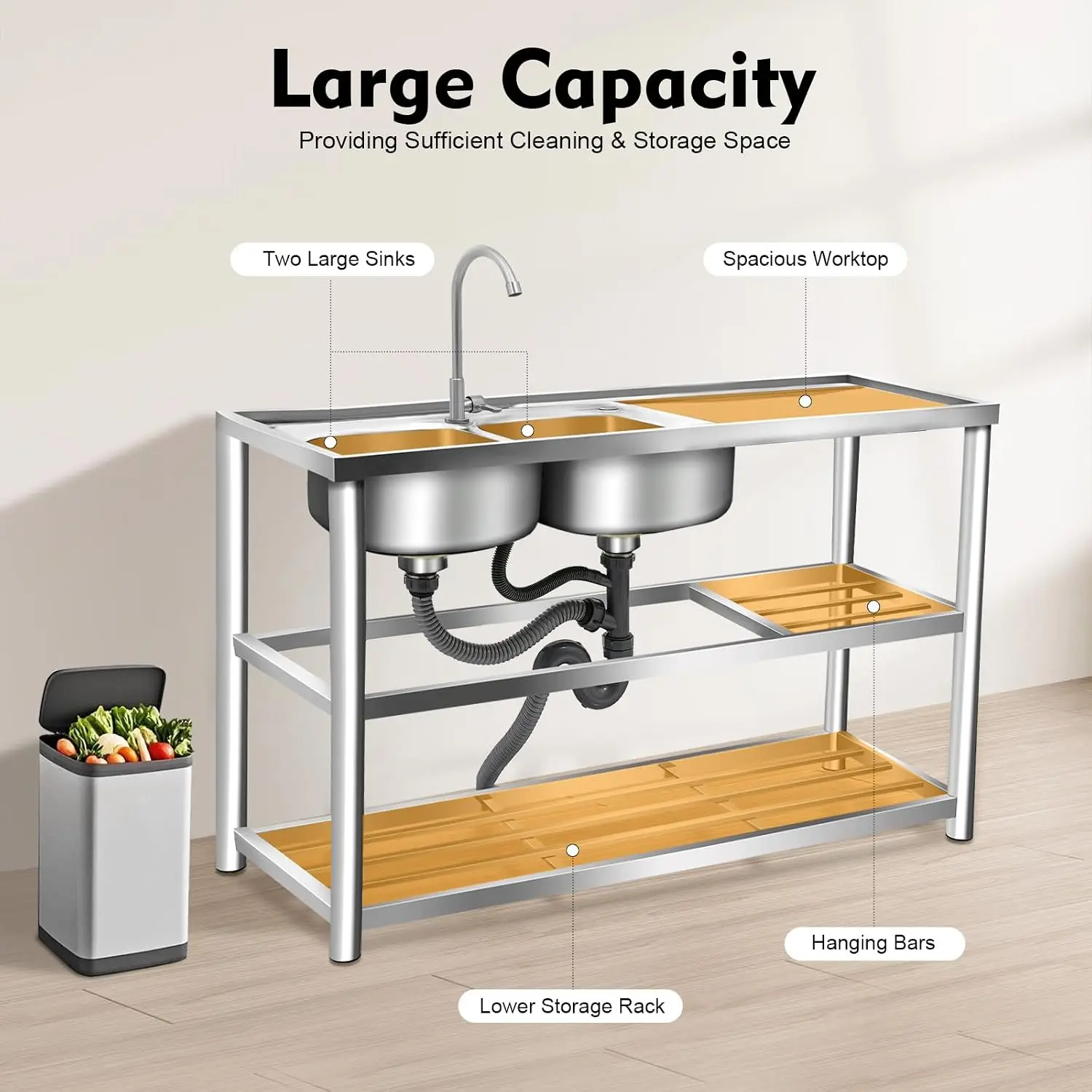 Lavello a 3 livelli autoportan - Commercial Kitchen Sink recensione e prezzo